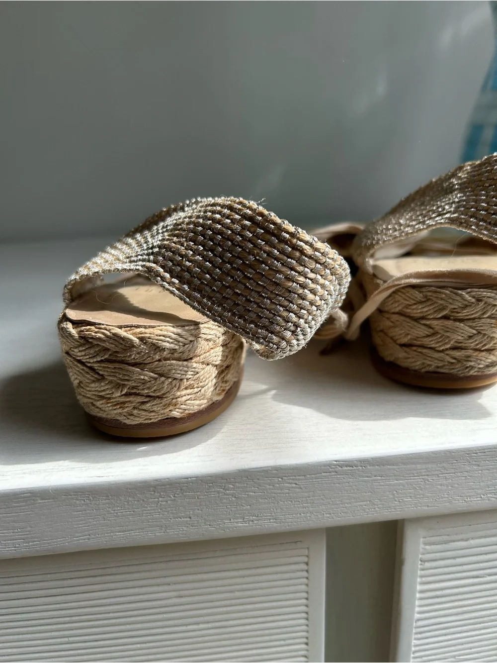 Stuart Weitzman Cream Espadrille Flats